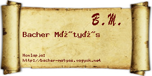 Bacher Mátyás névjegykártya
